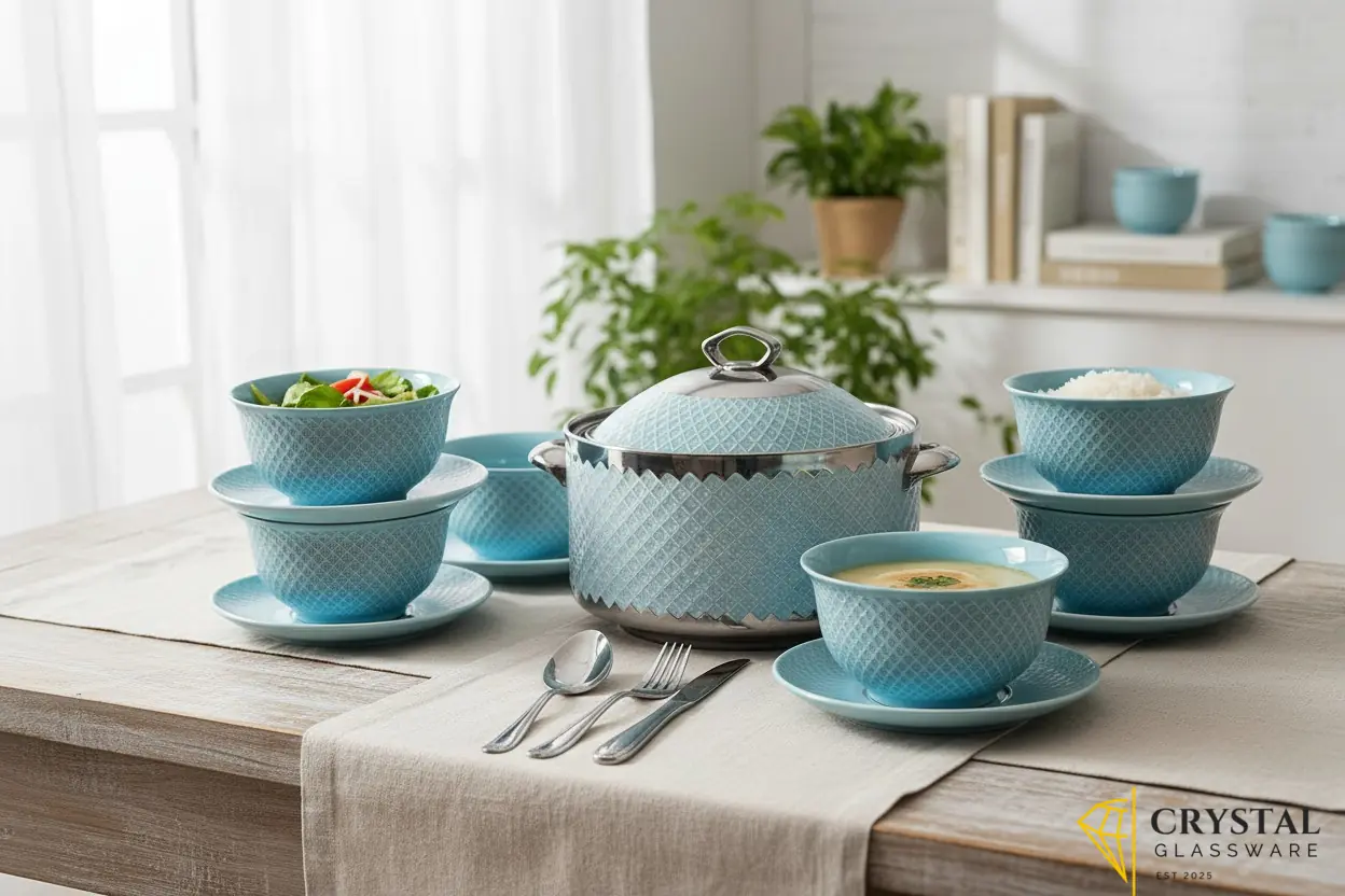 Porecaline Ware Soup Set/6 Person serving set — Crystal Glassware Pakistan